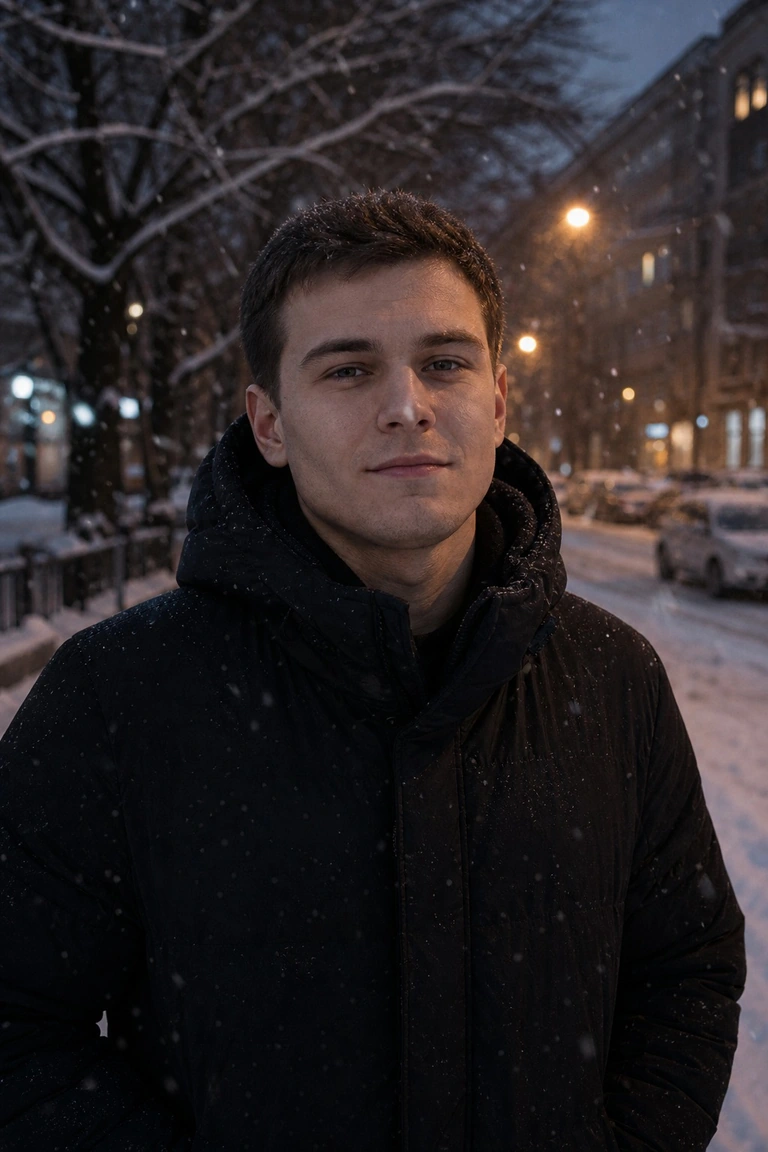 Зимняя улица: взгляд сквозь снег