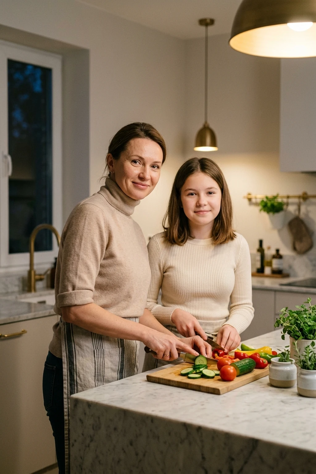 Готовлю с дочерью на кухне