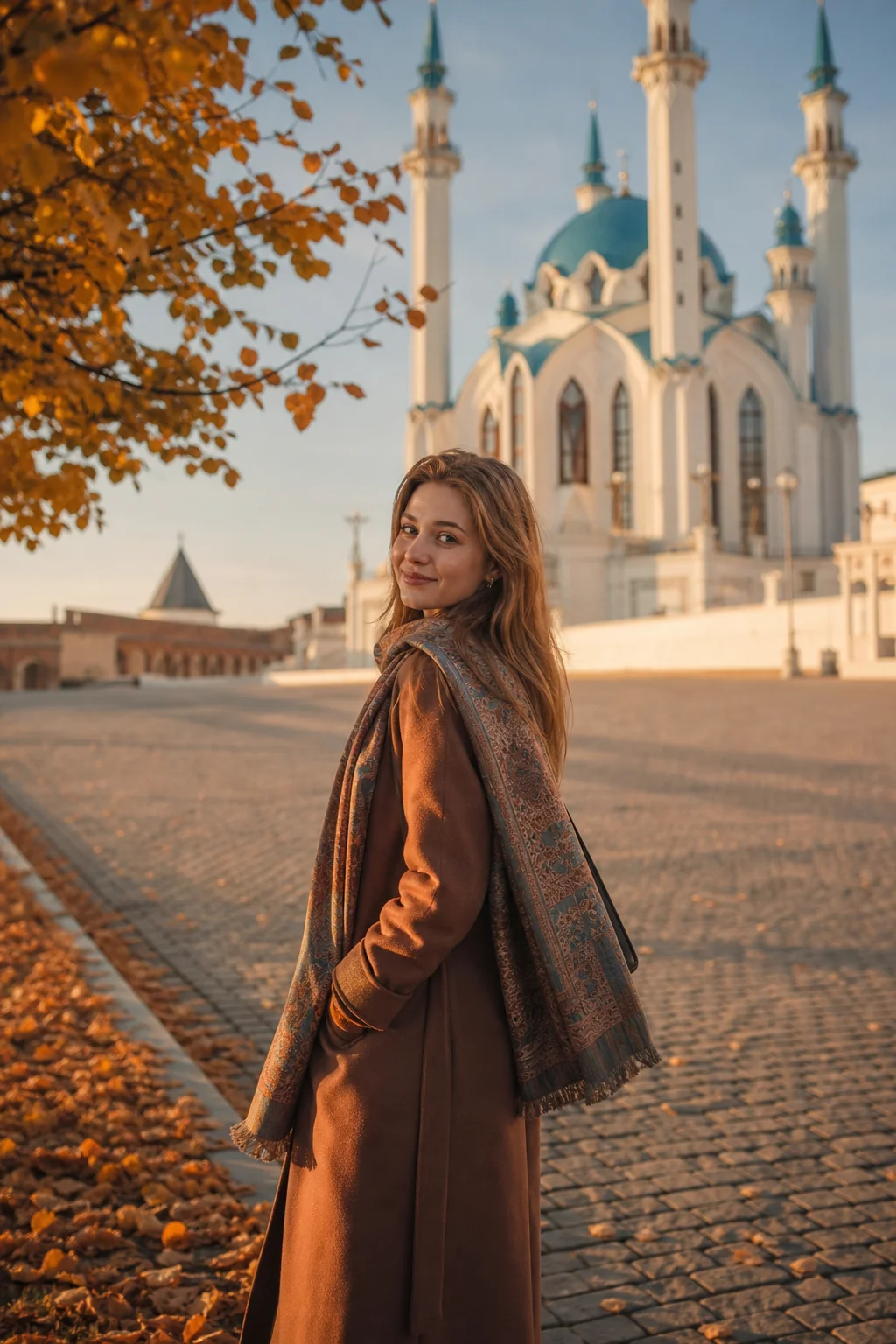 Казань: осень у Кул-Шарифа. Осеннее утро у мечети Кул-Шариф в Казанском кремле.